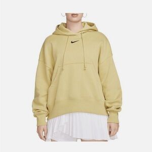 Nike Hoodie Phoenix Fleece Oversized Pullover Sweatshirt XS Buff Gold
